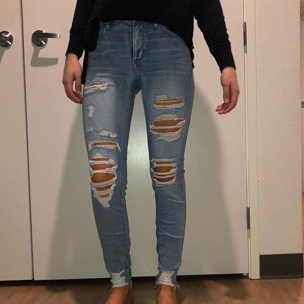 High Waisted Ripped Jeans